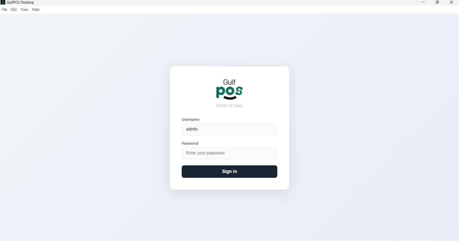 GulfPOS Secure Login screen